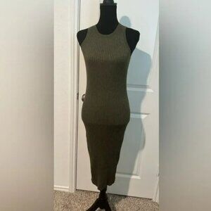 Prologue Forest Green Sleeveless Ribbed Midi Sweater Dress